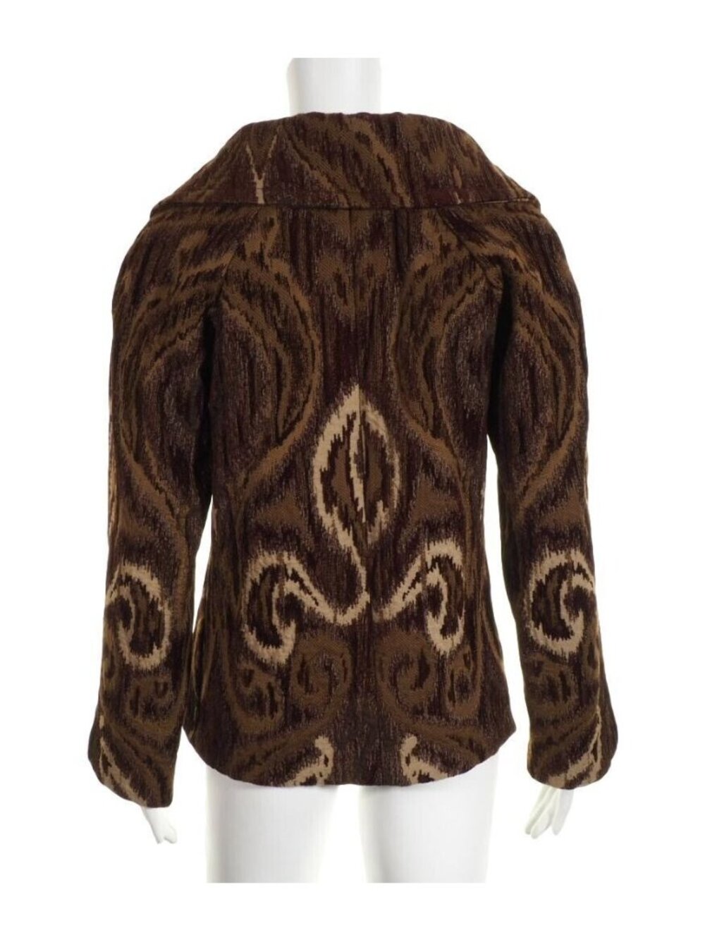 Brocade Womens Jacket S / M Lined Brown Tan Shawl Collar Hand Taylored - Picture 4 of 12
